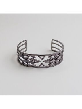 Stella & Dot Fontaine Gunmetal Pave Crystal Rhinestone Adjustable Cuff Bracelet
